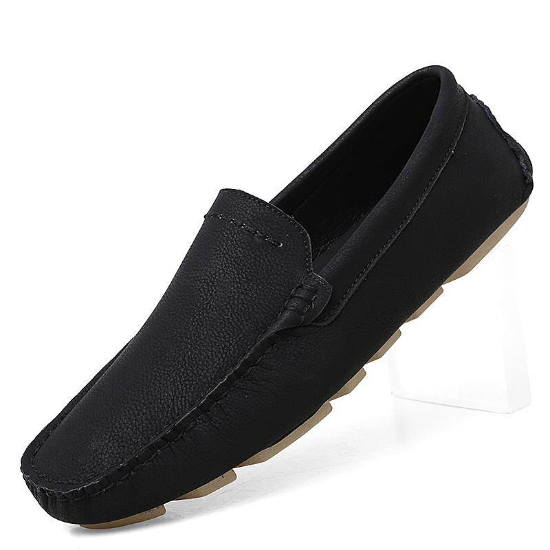 Plus Größe Echtes Leder Schuhe Männer Loafer Bequeme Casual Schuhe Männer Wohnungen Mokassins Männer Schuhe 44 schwarz von Joom DACH