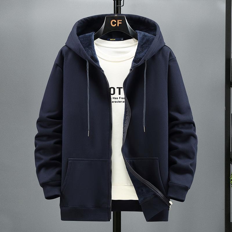 Plus Größe Hoodie Männer Herbst Winter Fleece Hoodies Einfarbig Jacke Hoodies Große Größe 10XL XXL navy blau von Joom DACH