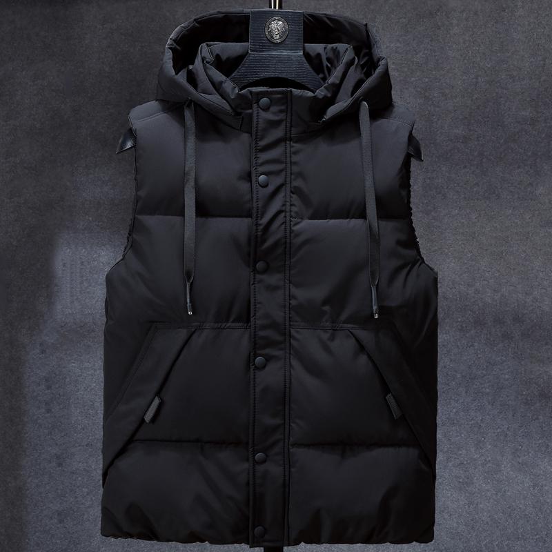 Plus Größe L-7XL Herbst Winter Männer Weste Mit Kapuze Neue Casual Ärmellose Jacken Für Männer Warme Parkas 4XL schwarz von Joom DACH