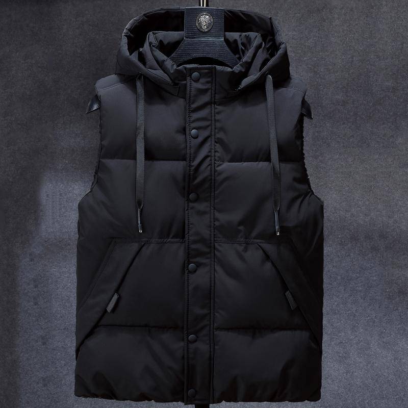 Plus Größe L-7XL Herbst Winter Männer Weste Mit Kapuze Neue Casual Ärmellose Jacken Für Männer Warme Parkas 4XL schwarz von Joom DACH