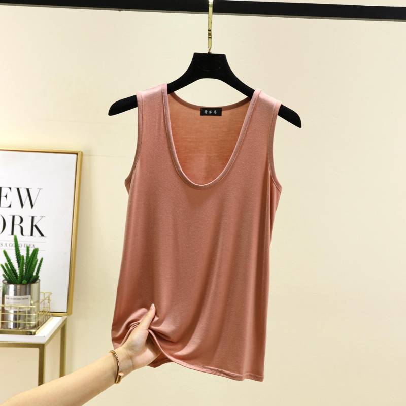 Plus Größe L bis 6XL Modal Damen Tanktops U-Ausschnitt Sommer Dünnes ärmelloses Bottomed Top Lose T-Shirts All-Match-Weste Komfort-Homewear 6XL von Joom DACH