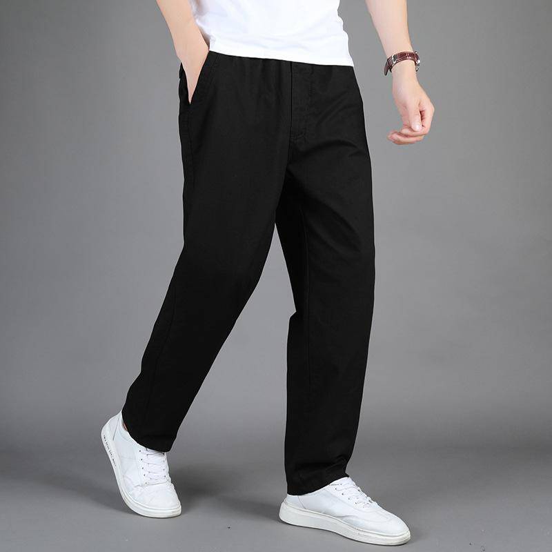 Plus Größe M-6XL Herren Mode Casual Hosen Männer Einfarbig Lose Gerade Sport Overalls 3XL schwarz von Joom DACH