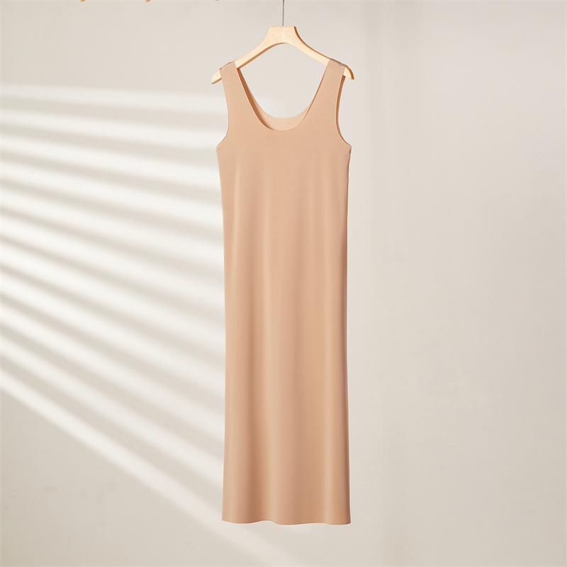 Plus Größe Nahtlose Volle Slips Kleider Für Frauen Sommer Eis Seide Cool Petticoat Unterkirt Ärmellose Unterwäsche Slips Kleid M-5XL 5XL kamelfarben von Joom DACH