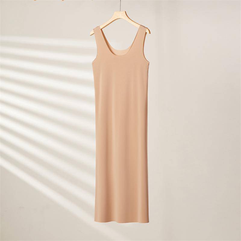 Plus Größe Nahtlose Volle Slips Kleider Für Frauen Sommer Eis Seide Cool Petticoat Unterkirt Ärmellose Unterwäsche Slips Kleid M-5XL 5XL kamelfarben von Joom DACH