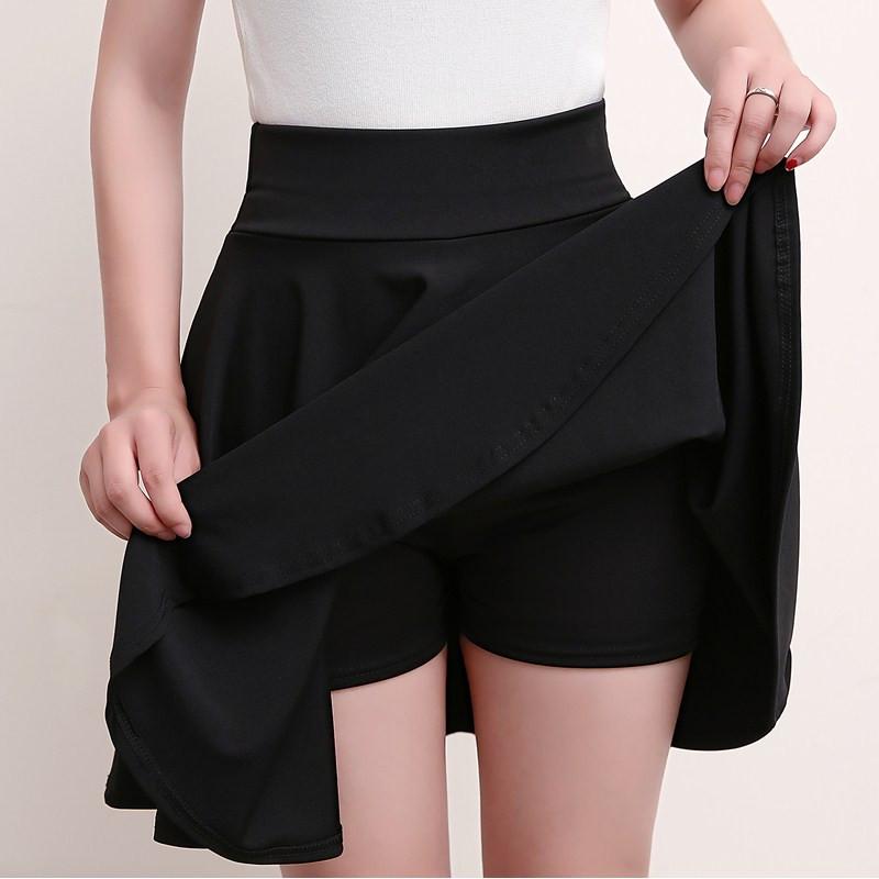 Plus Größe S-4XL Shorts Röcke Damen A-Linie Faltenrock mit hoher Taille Weiblicher koreanischer eleganter Rock XXXXL schwarz von Joom DACH