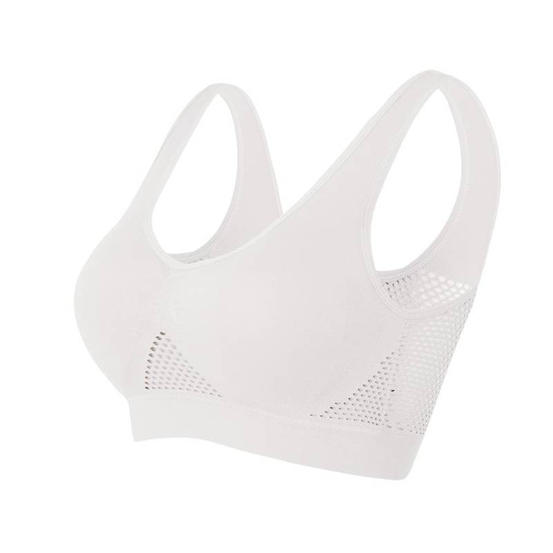 Plus Größe S-6XL Frauen Yoga Sport-Bh Atmungsaktiv Fitness Lauf Aktive Weste Gepolsterte Crop Tops Unterwäsche Gym Yoga Top Bhs 2XL weiß von Joom DACH