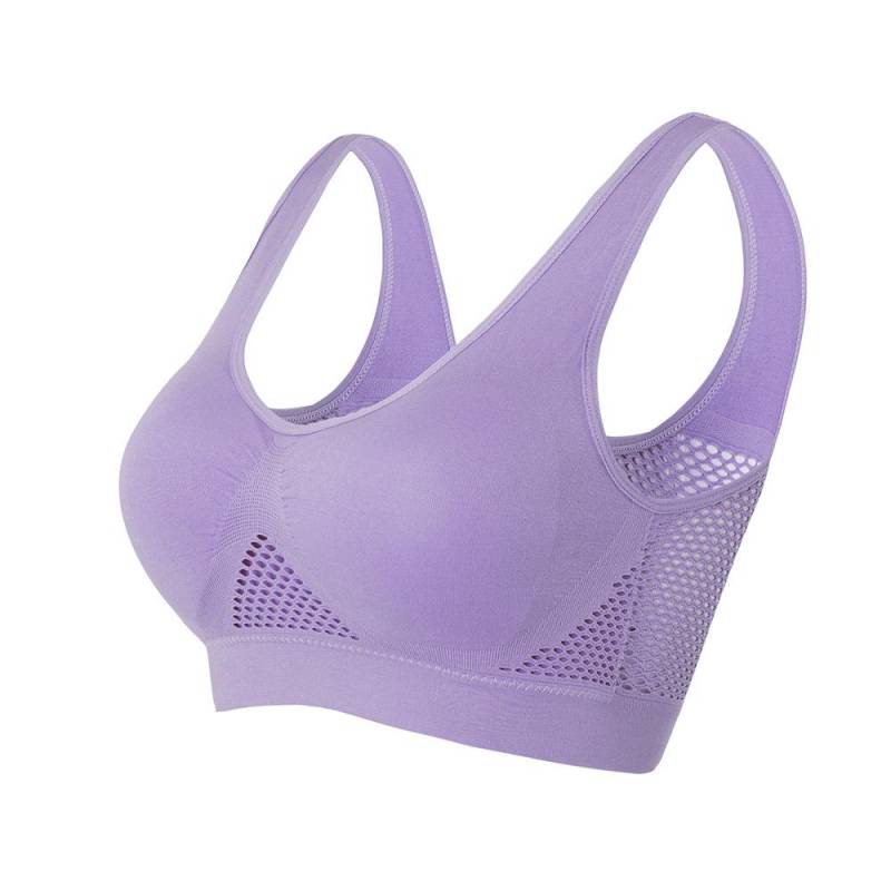 Plus Größe S-6XL Frauen Yoga Sport-Bh Atmungsaktiv Fitness Lauf Aktive Weste Gepolsterte Crop Tops Unterwäsche Gym Yoga Top Bhs 3XL violett von Joom DACH