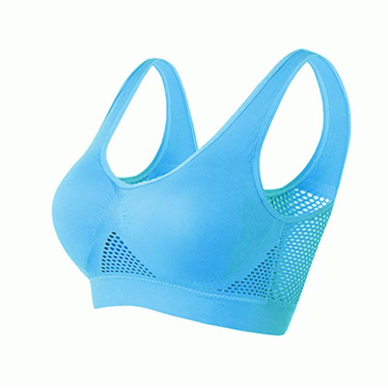 Plus Größe S-6XL Frauen Yoga Sport-Bh Atmungsaktiv Fitness Lauf Aktive Weste Gepolsterte Crop Tops Unterwäsche Gym Yoga Top Bhs 5XL himmelblaue von Joom DACH