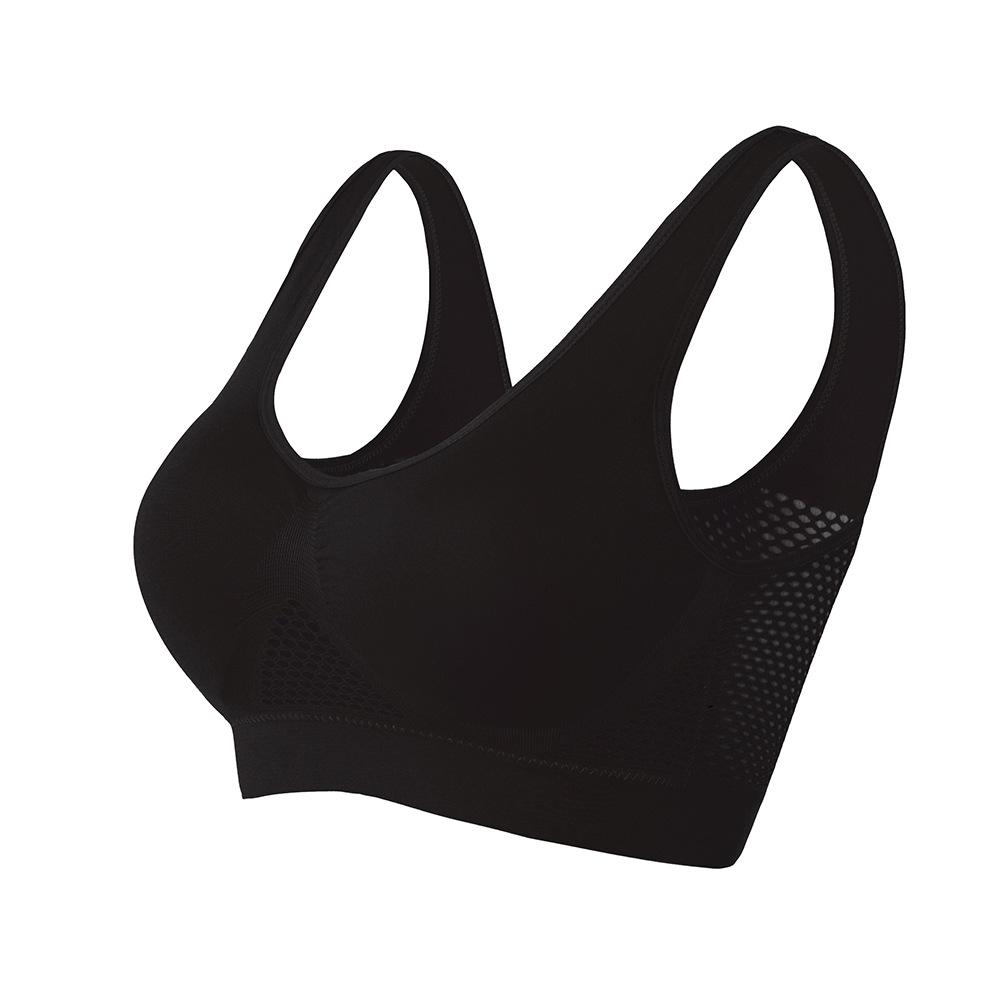Plus Größe S-6XL Frauen Yoga Sport-Bh Atmungsaktiv Fitness Lauf Aktive Weste Gepolsterte Crop Tops Unterwäsche Gym Yoga Top Bhs 6XL schwarz von Joom DACH