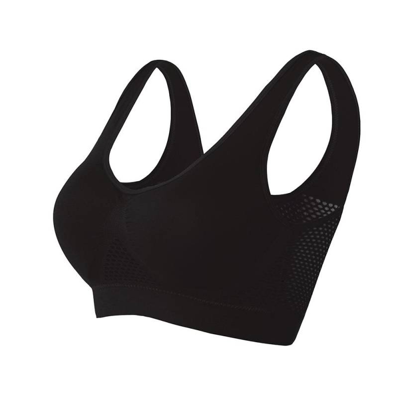 Plus Größe S-6XL Frauen Yoga Sport-Bh Atmungsaktiv Fitness Lauf Aktive Weste Gepolsterte Crop Tops Unterwäsche Gym Yoga Top Bhs M schwarz von Joom DACH