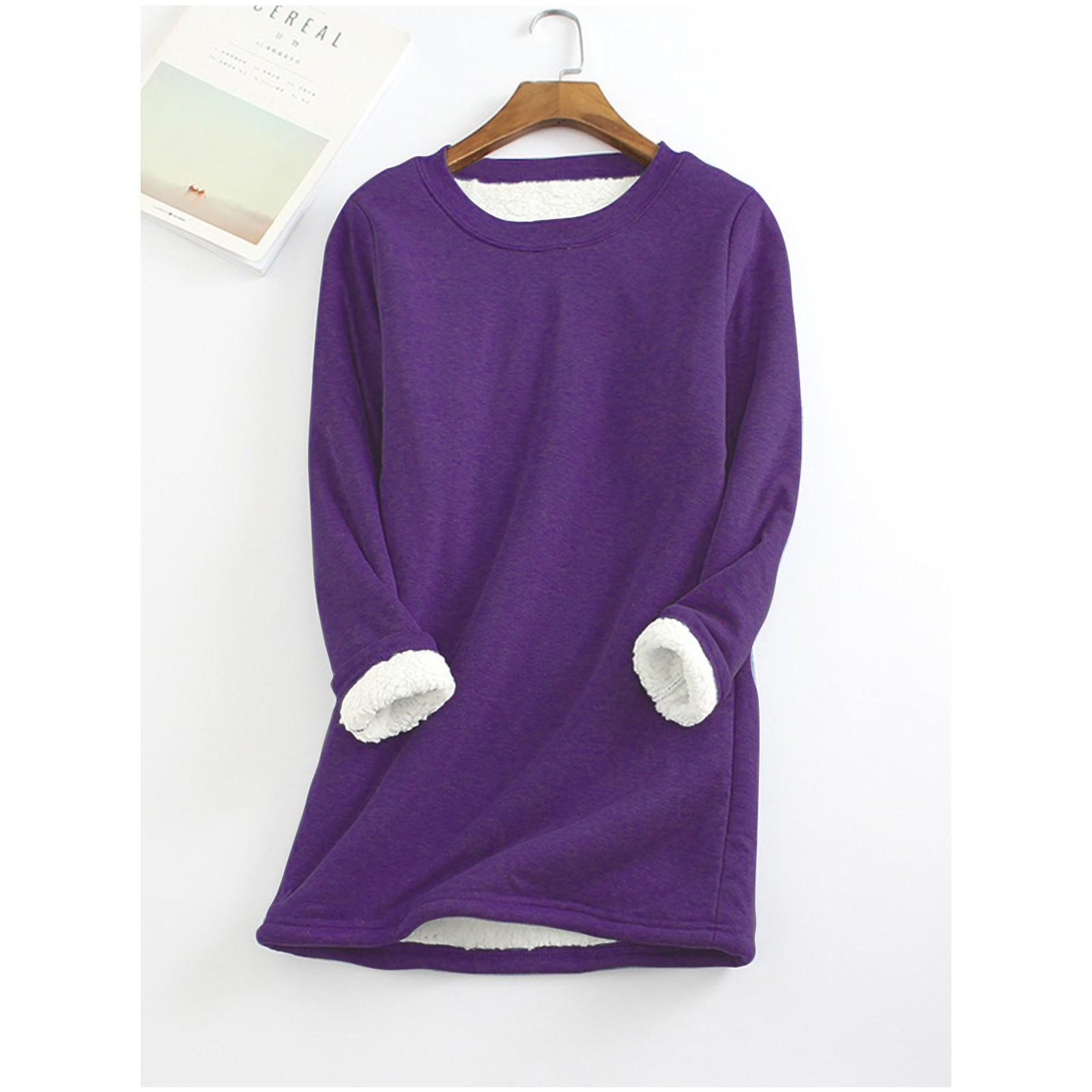 Plus Größe Verdickte Samt Warme Tops Frauen Winter Casual Bodenbildung Fleece T Shirt Einfarbig Oansatz Sweatershirts 2XL violett Plus Größe Verdickte Samt Warme Tops Frauen Winter Casual Bodenbildung Fleece T Shirt Einfarbig Oansatz Sweatershirts 2XL violett von Joom DACH