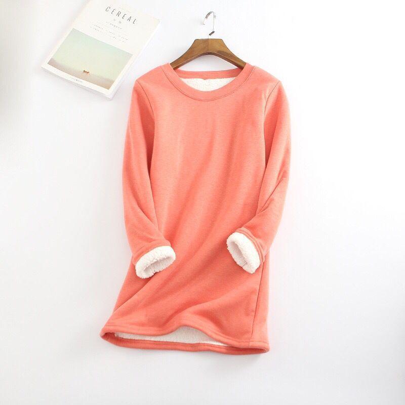 Plus Größe Verdickte Samt Warme Tops Frauen Winter Casual Bodenbildung Fleece T Shirt Einfarbig Oansatz Sweatershirts 4XL orange Plus Größe Verdickte Samt Warme Tops Frauen Winter Casual Bodenbildung Fleece T Shirt Einfarbig Oansatz Sweatershirts 4XL orange von Joom DACH