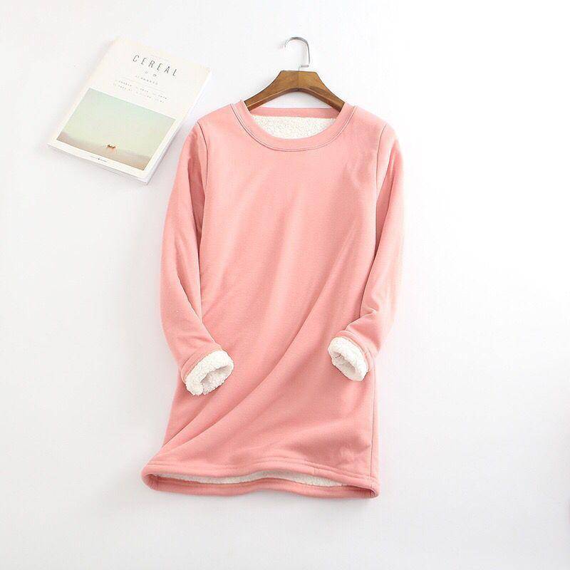Plus Größe Verdickte Samt Warme Tops Frauen Winter Casual Bodenbildung Fleece T Shirt Einfarbig Oansatz Sweatershirts 5XL rosa Plus Größe Verdickte Samt Warme Tops Frauen Winter Casual Bodenbildung Fleece T Shirt Einfarbig Oansatz Sweatershirts 5XL rosa von Joom DACH