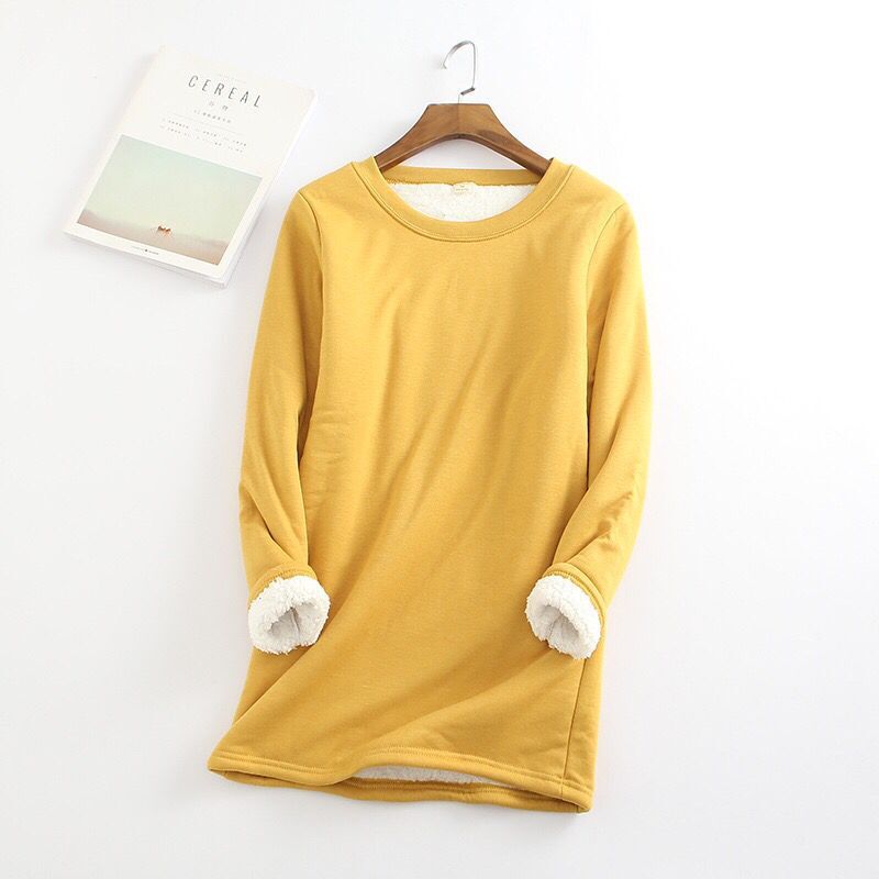 Plus Größe Verdickte Samt Warme Tops Frauen Winter Casual Bodenbildung Fleece T Shirt Einfarbig Oansatz Sweatershirts 5XL gelb Plus Größe Verdickte Samt Warme Tops Frauen Winter Casual Bodenbildung Fleece T Shirt Einfarbig Oansatz Sweatershirts 5XL gelb von Joom DACH