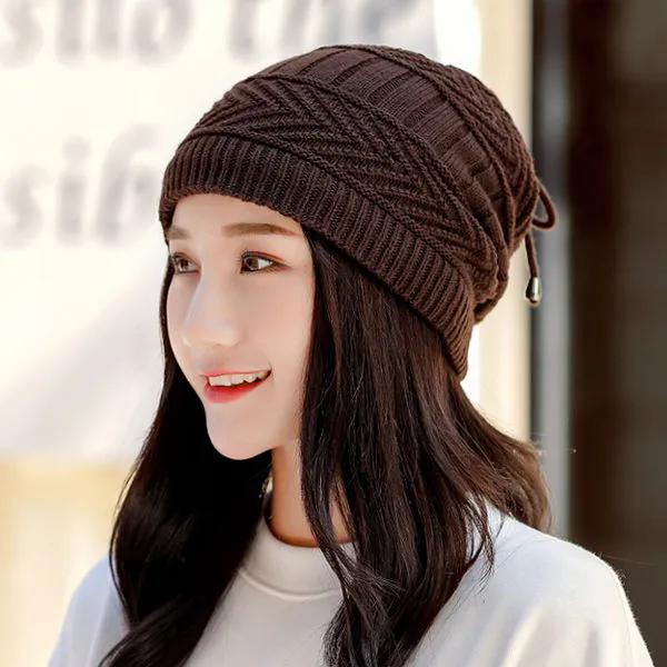Plus Samt Pile Mütze Warme Mütze Damen Winter Strickmütze Kalte Wollmütze Damen Baumwollmütze Winddichte Mütze von Joom DACH
