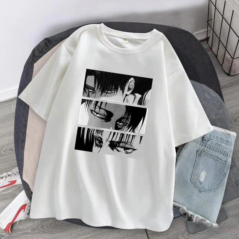 Plus Size Anime Attack On Titan Damen T-Shirt Levi·Ackerman Eye Punk Tops Sommer Harajuku Lose Gothic Kurzarm T-Shirt L von Joom DACH