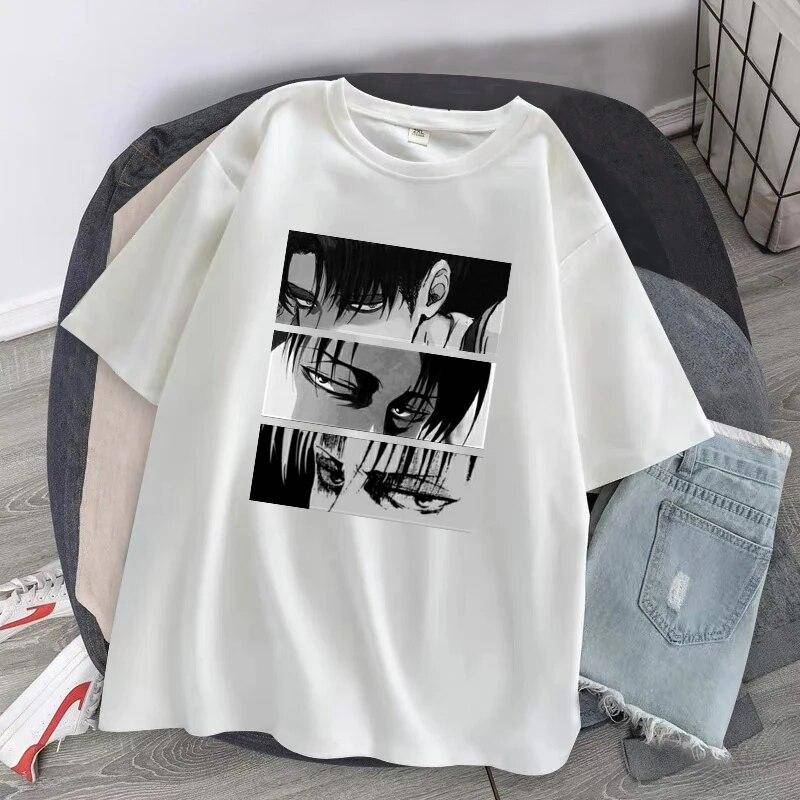Plus Size Anime Attack On Titan Damen T-Shirt Levi·Ackerman Eye Punk Tops Sommer Harajuku Lose Gothic Kurzarm T-Shirt L von Joom DACH