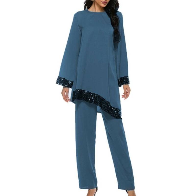 Plus Size Damen Muslim Unregelmäßige Perlen Spitze Langarmshirt Sweatpant Zweiteiler Allgleiches Folk Custom Robe Trainingsanzüge Set 2XL cyanblau Plus Size Damen Muslim Unregelmäßige Perlen Spitze Langarmshirt Sweatpant Zweiteiler Allgleiches Folk Custom Robe Trainingsanzüge Set 2XL cyanblau von Joom DACH