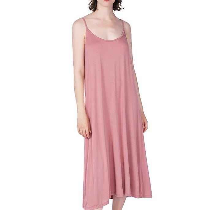 Plus Size Damen Nachthemden Sommer Modal Spaghettiträger Midi Länge Nachthemden Übergroße Nachtwäsche Kleidung für Damen 4XL rosa von Joom DACH