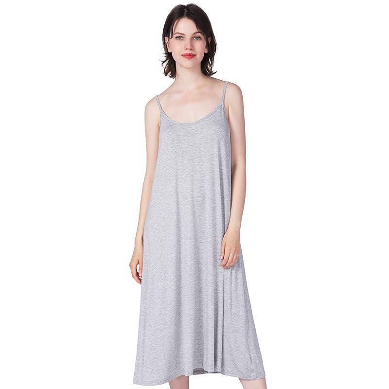 Plus Size Damen Nachthemden Sommer Modal Spaghettiträger Midi Länge Nachthemden Übergroße Nachtwäsche Kleidung für Damen 8XL grau von Joom DACH