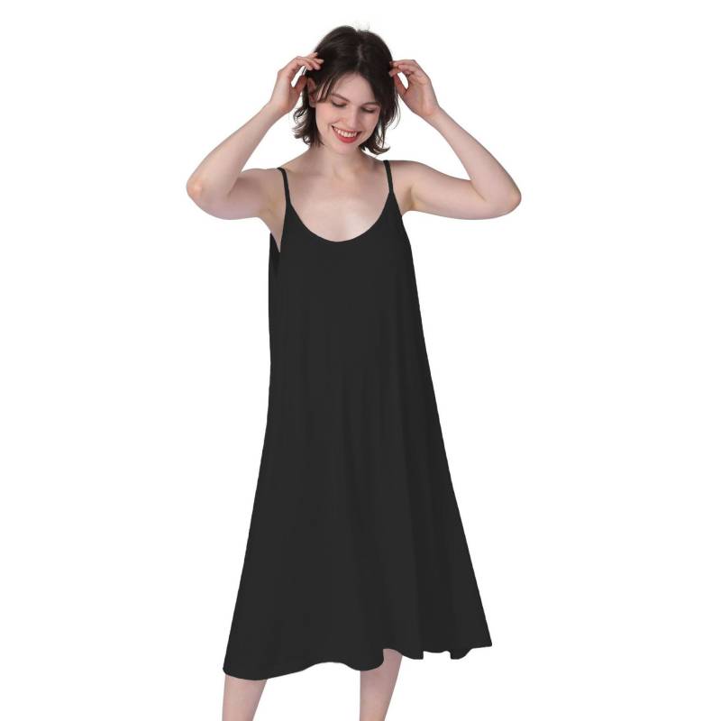 Plus Size Damen Nachthemden Sommer Modal Spaghettiträger Midi Länge Nachthemden Übergroße Nachtwäsche Kleidung für Damen 8XL schwarz von Joom DACH