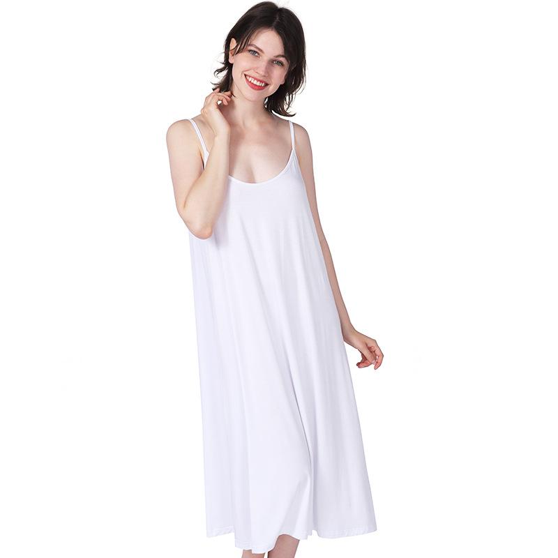 Plus Size Damen Nachthemden Sommer Modal Spaghettiträger Midi Länge Nachthemden Übergroße Nachtwäsche Kleidung für Damen XXXL weiß von Joom DACH