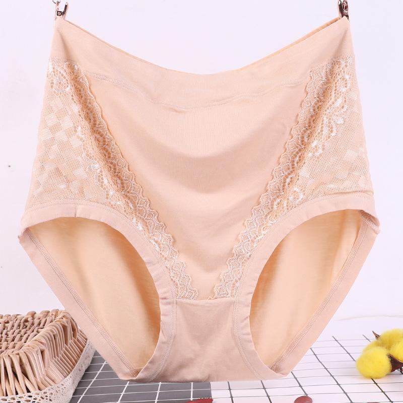 Plus Size Damen Unterwäsche Höschen einfarbig weiche atmungsaktive Unterhose mittleren Alters Slips 4XL apricot von Joom DACH