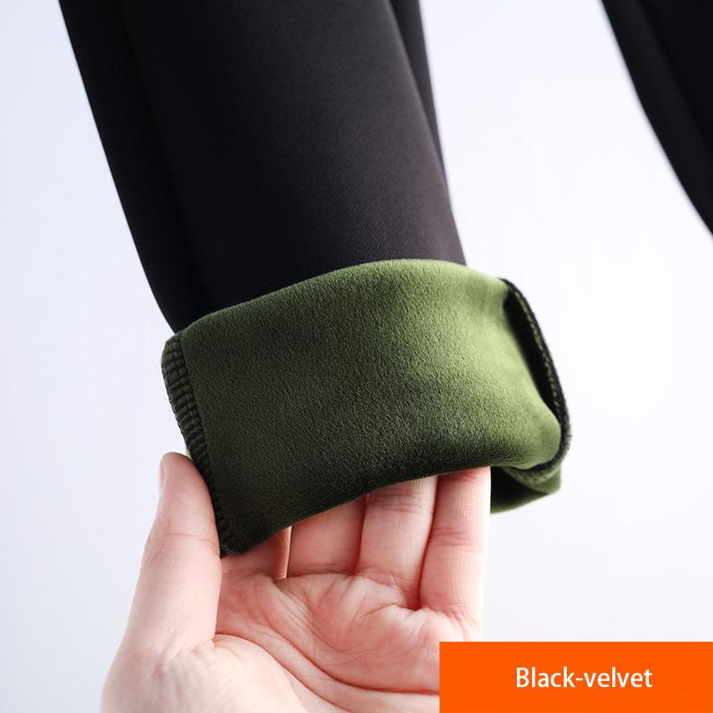 Plus Size Damen Winter-Samt-Verdickungs-Leggings, warme Hosen, Knopf-Schlankheits-Kaschmir-gewärmte Legging mit Fleece-Hose 5XL von Joom DACH