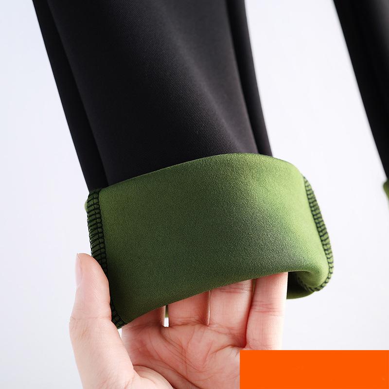 Plus Size Damen Winter-Samt-Verdickungs-Leggings, warme Hosen, Knopf-Schlankheits-Kaschmir-gewärmte Legging mit Fleece-Hose L von Joom DACH