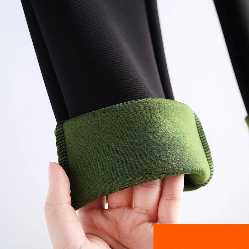 Plus Size Damen Winter-Samt-Verdickungs-Leggings, warme Hosen, Knopf-Schlankheits-Kaschmir-gewärmte Legging mit Fleece-Hose XXL von Joom DACH