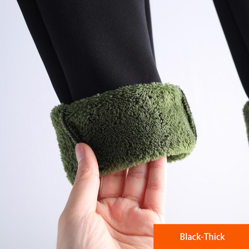 Plus Size Damen Winter-Samt-Verdickungs-Leggings, warme Hosen, Knopf-Schlankheits-Kaschmir-gewärmte Legging mit Fleece-Hose XXXL von Joom DACH