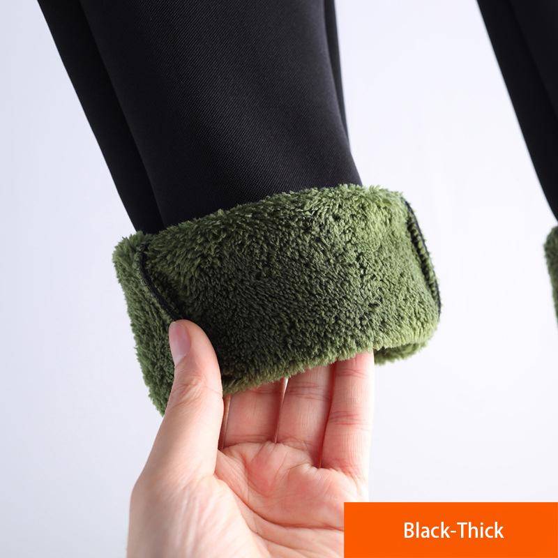 Plus Size Damen Winter-Samt-Verdickungs-Leggings, warme Hosen, Knopf-Schlankheits-Kaschmir-gewärmte Legging mit Fleece-Hose XXXL von Joom DACH