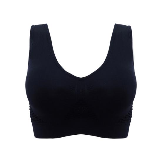 Plus Size Damen stoßfester, atmungsaktiver, kabelloser Push-up-Weste-BH, Sportunterwäsche XXXL schwarz von Joom DACH