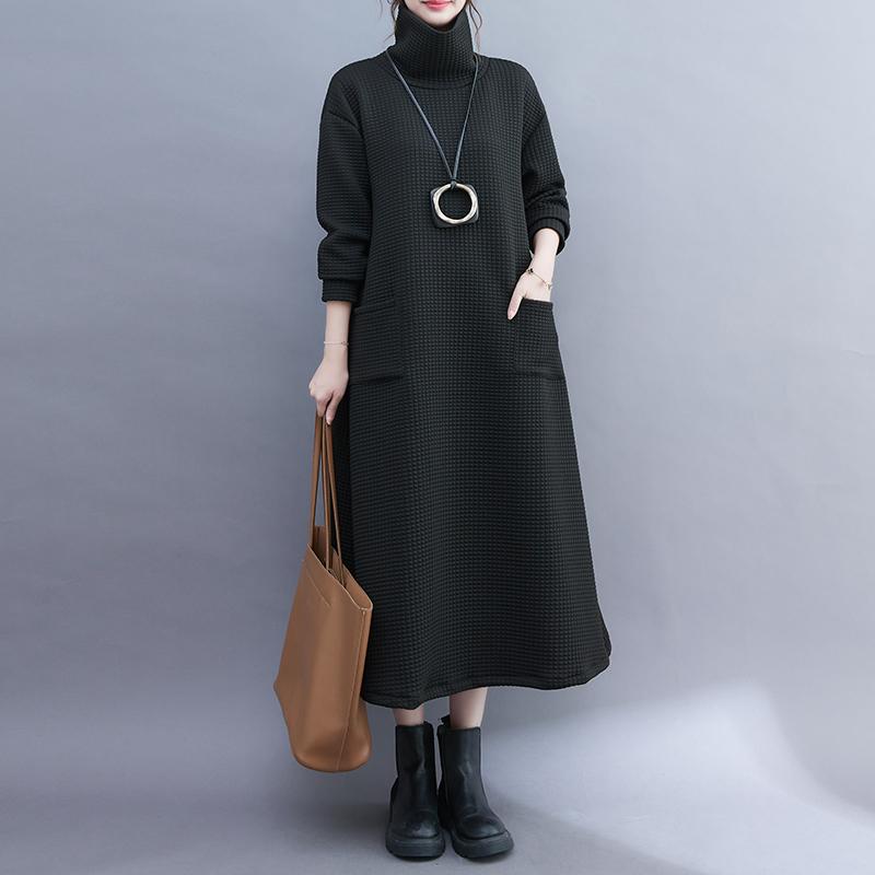 Plus Size Herbst Baumwolle Hoodies & Sweatshirts Gestreift Rollkragen Lange Casual Frauen Grundlegende Langarm Grau Kleid XL schwarz von Joom DACH