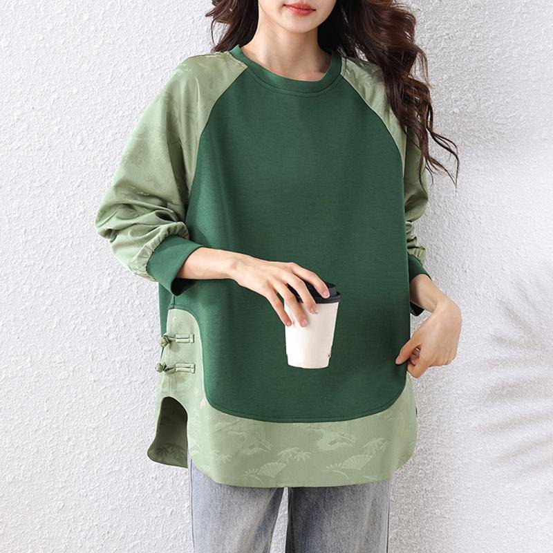 Plus Size Herbst Solide T-Shirt Frauen Neue Grundlegende Pullover Langarm Lose Mode Grün Tops Tees 4XL grün von Joom DACH