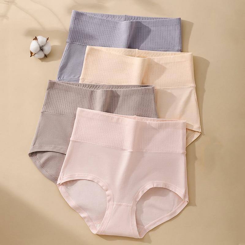 Plus Size M-5XL Hohe Taille Höschen Baumwolle Damen Unterwäsche Damen Slips Atmungsaktive Dessous XL von Joom DACH