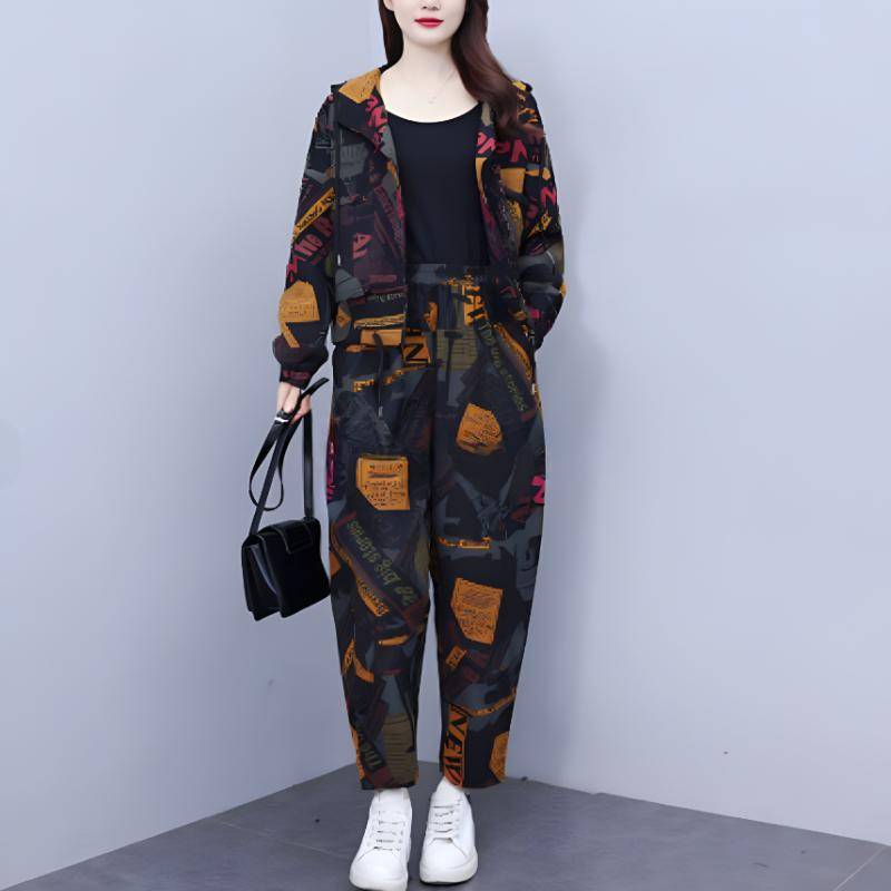 Plus Size Retro Anzug Damen Frühling und Herbst Loose Casual Fashion Temperament Kapuzenjacke Zweiteiliger Anzug XL Plus Size Retro Anzug Damen Frühling und Herbst Loose Casual Fashion Temperament Kapuzenjacke Zweiteiliger Anzug XL von Joom DACH