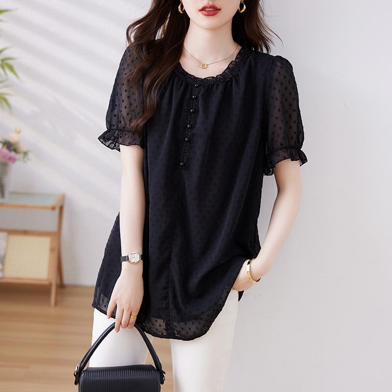 Plus Size T-Shirt Sommer Damen Kurzarm Lose Schwarzes O-Ausschnitt Shirt Basic Tops Neue Große Größe 4XL schwarz von Joom DACH