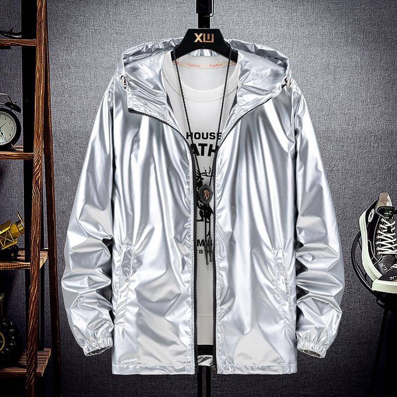 Plus Size Übergröße Jacke Damen Kleidung Kapuze Reißverschluss Bomberjacken Oberbekleidung Harajuku Windjacke Mantel XXXXXL silber von Joom DACH