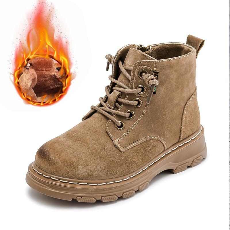 Plus Velvet Winter Jungen kurze Stiefel Teenager warme Baumwollstiefel neue Kinder Schneestiefel mit Sehnenboden rutschfeste Mittelrohrstiefel 38 khaki von Joom DACH