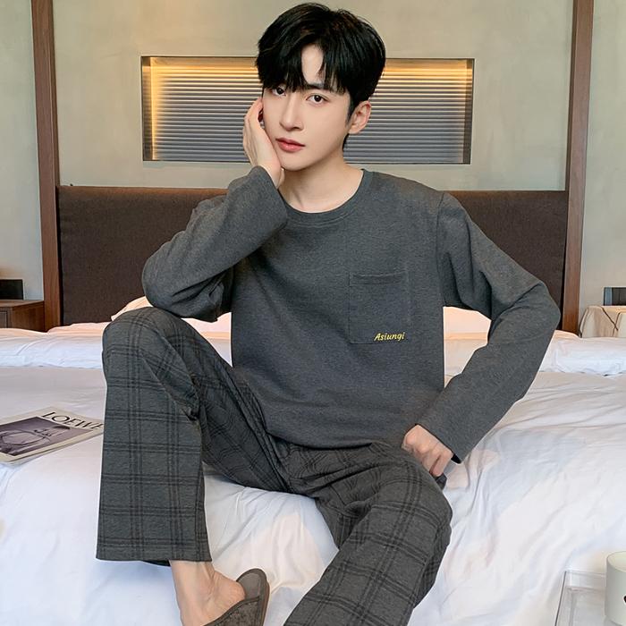 Plus größe 5XL 6XL streifen Freizeit herren Pyjamas Set frühling herbst baumwolle Jungen Nachtwäsche Langarm Nachtwäsche Pijama Hause Tragen kleidung 120kg tragen kann 5XL von Joom DACH