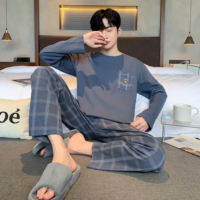 Plus größe 5XL 6XL streifen Freizeit herren Pyjamas Set frühling herbst baumwolle Jungen Nachtwäsche Langarm Nachtwäsche Pijama Hause Tragen kleidung 120kg tragen kann 6XL von Joom DACH