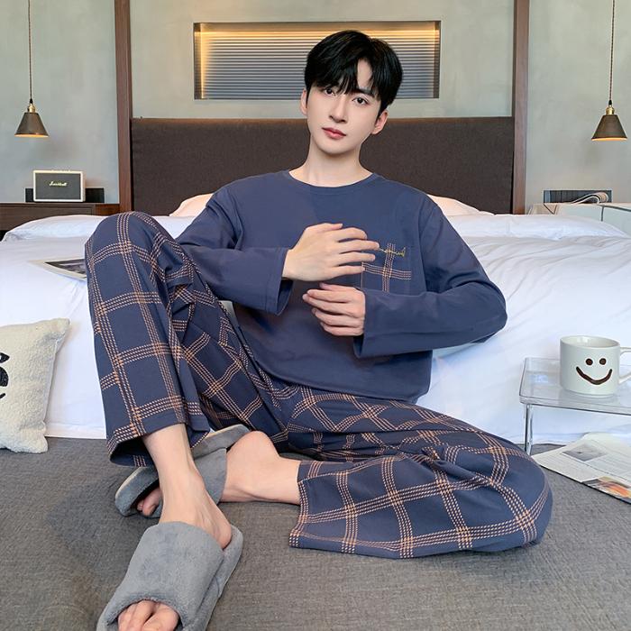 Plus größe 5XL 6XL streifen Freizeit herren Pyjamas Set frühling herbst baumwolle Jungen Nachtwäsche Langarm Nachtwäsche Pijama Hause Tragen kleidung 120kg tragen kann 6XL von Joom DACH