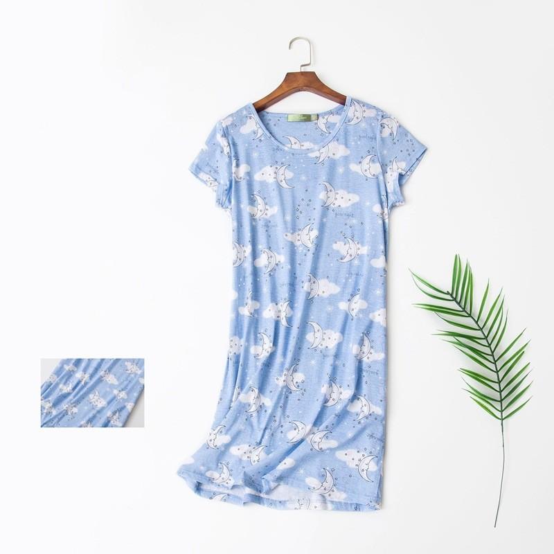 Plus größe Sommer Frauen Nachthemd kurzarm Nette cartoon nachtwäsche süße O Neck Nachthemden Pyjamas dame Baumwolle schlafkleid 2XL von Joom DACH