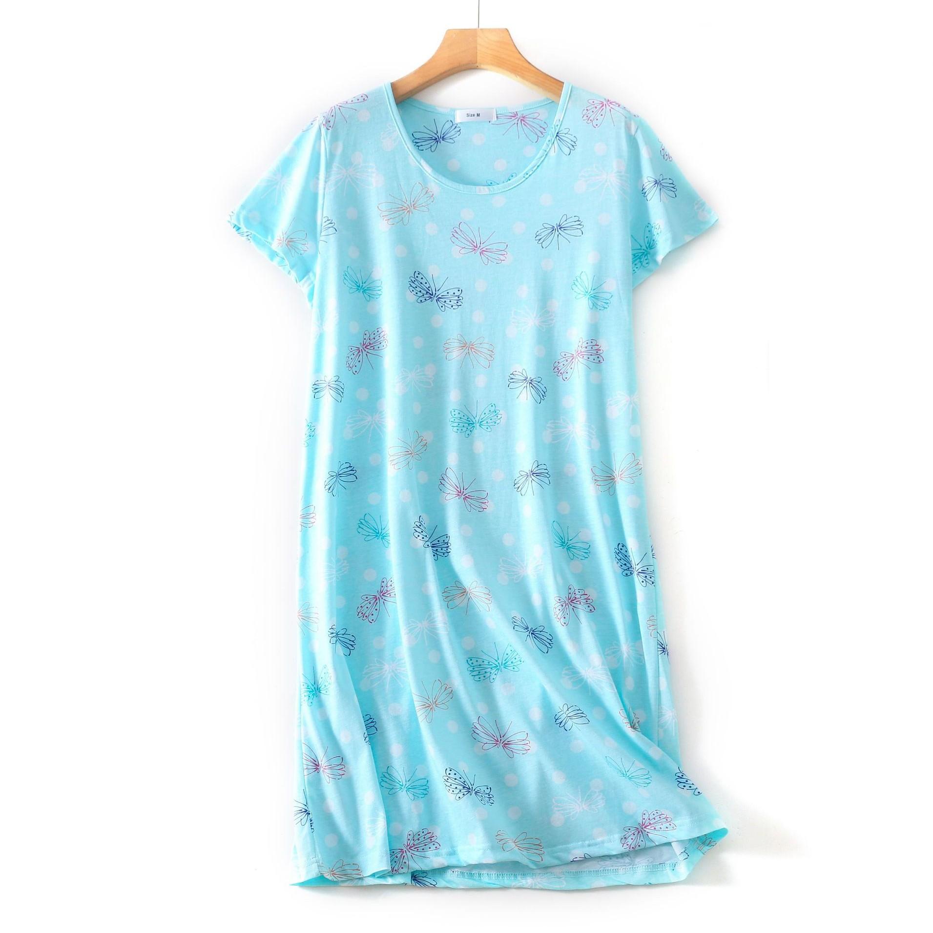 Plus größe Sommer Frauen Nachthemd kurzarm Nette cartoon nachtwäsche süße O Neck Nachthemden Pyjamas dame Baumwolle schlafkleid L von Joom DACH