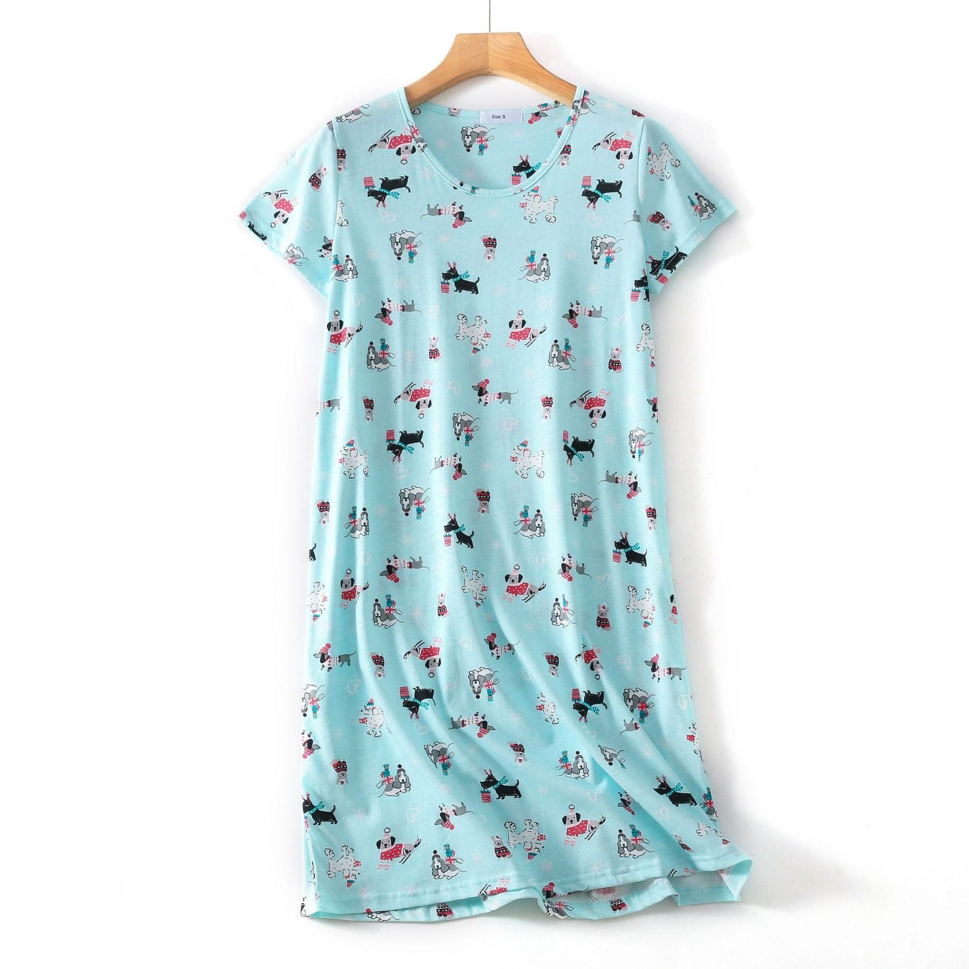 Plus größe Sommer Frauen Nachthemd kurzarm Nette cartoon nachtwäsche süße O Neck Nachthemden Pyjamas dame Baumwolle schlafkleid M von Joom DACH