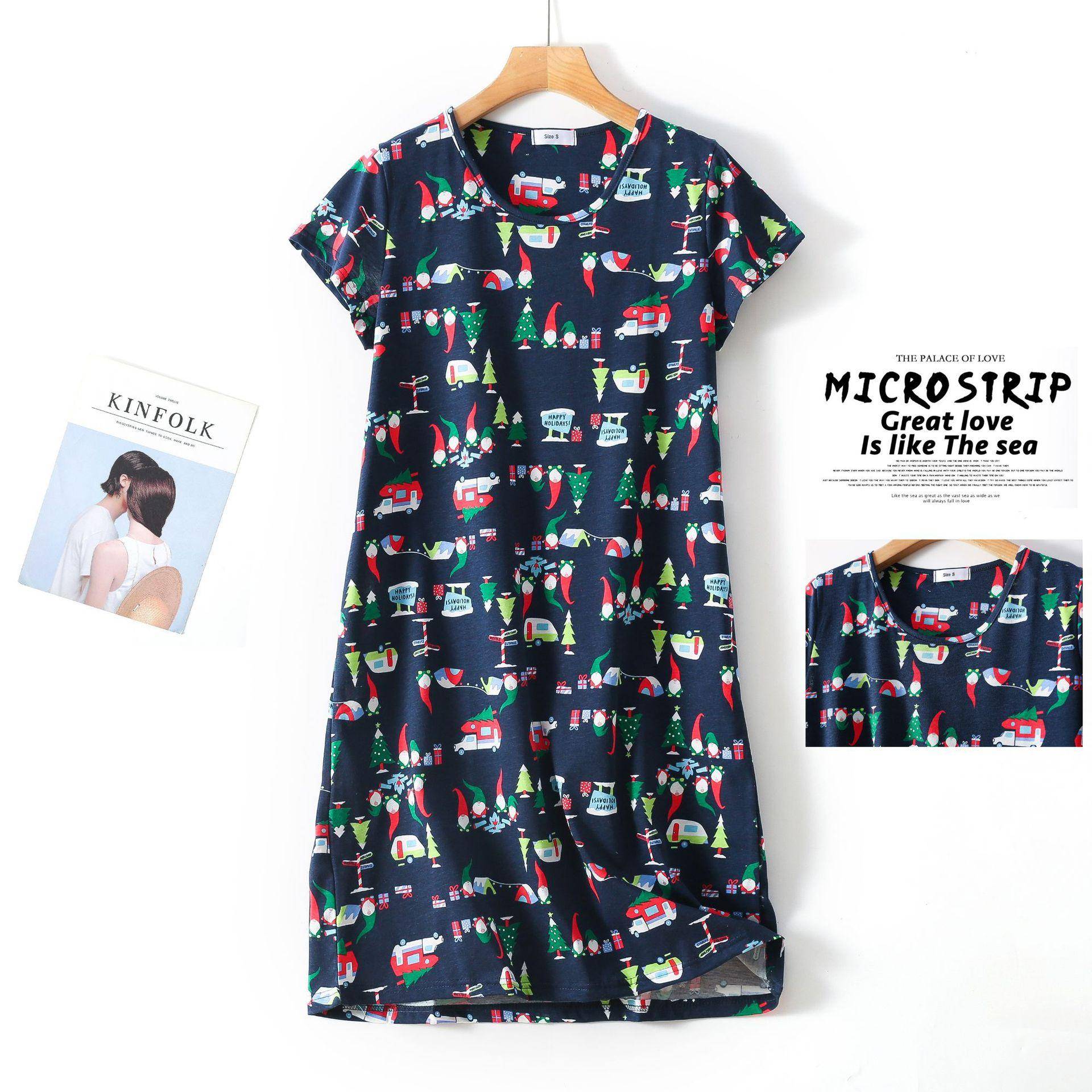 Plus größe Sommer Frauen Nachthemd kurzarm Nette cartoon nachtwäsche süße O Neck Nachthemden Pyjamas dame Baumwolle schlafkleid XL von Joom DACH