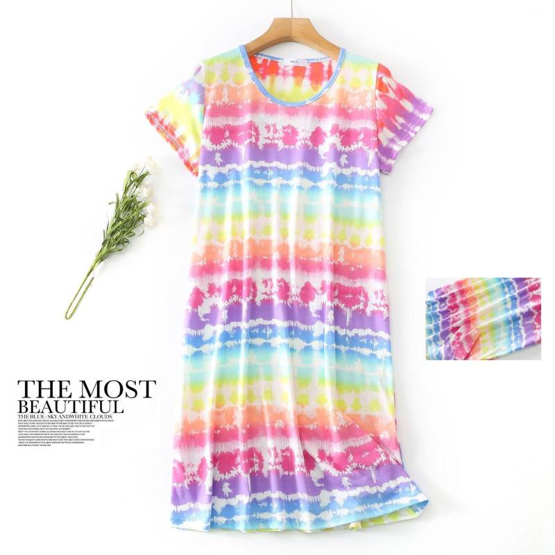 Plus größe Sommer Frauen Nachthemd kurzarm Nette cartoon nachtwäsche süße O Neck Nachthemden Pyjamas dame Baumwolle schlafkleid XL von Joom DACH