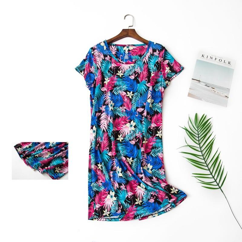 Plus größe Sommer Frauen Nachthemd kurzarm Nette cartoon nachtwäsche süße O Neck Nachthemden Pyjamas dame Baumwolle schlafkleid XL von Joom DACH