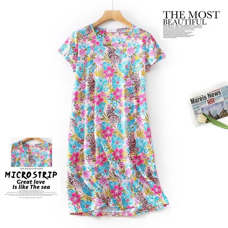 Plus größe Sommer Frauen Nachthemd kurzarm Nette cartoon nachtwäsche süße O Neck Nachthemden Pyjamas dame Baumwolle schlafkleid XL von Joom DACH